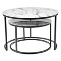 Набор кофейных столиков Tango белый мрамор с черными ножками 375659238